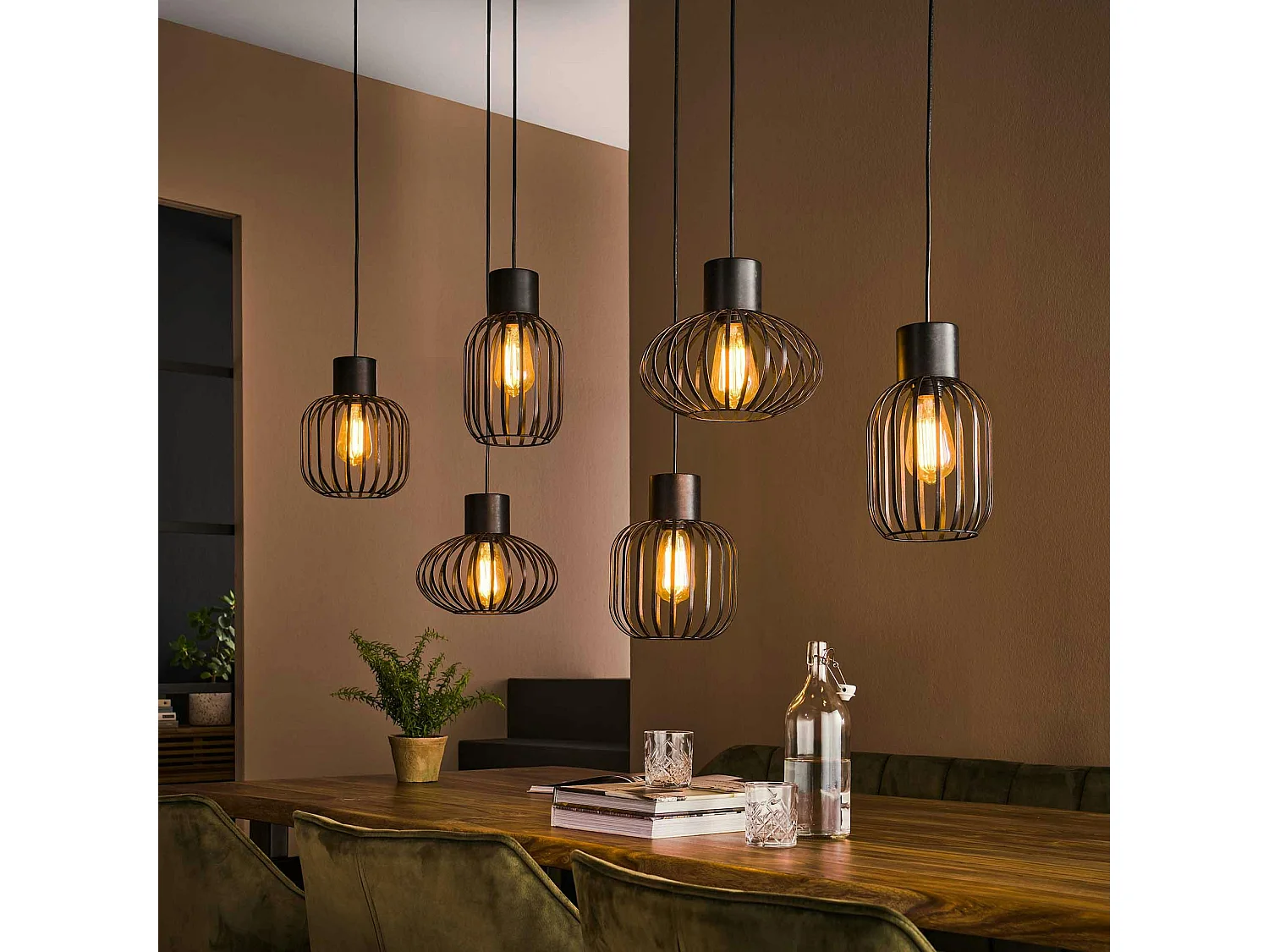 Suspension métal 6 lanternes NOVA
