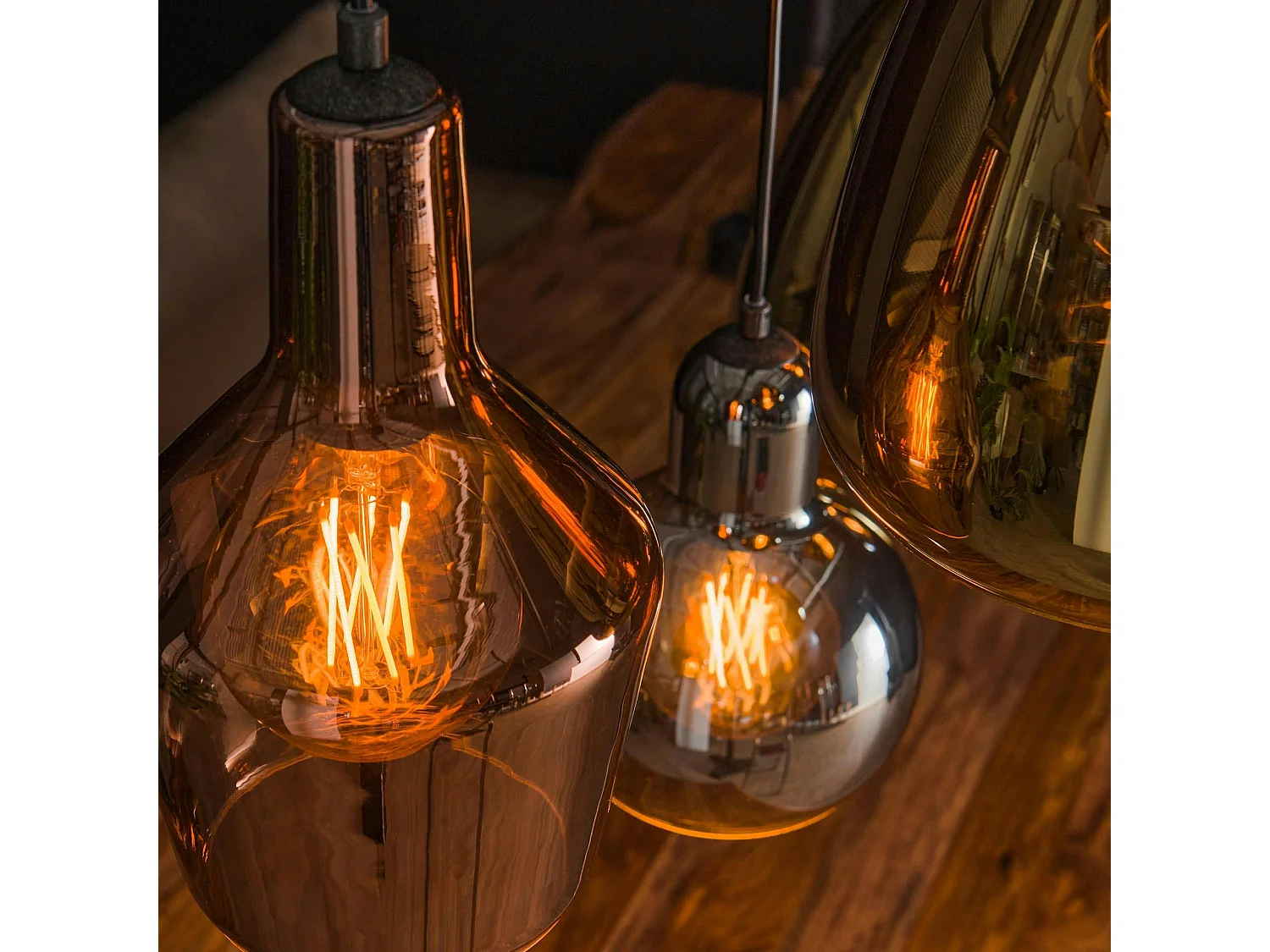 Suspension en verre coloré 6 lampes NOVA