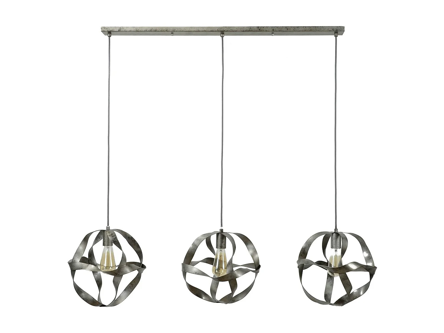 Suspension industrielle 3 lampes métal vieilli effet ruban RALF