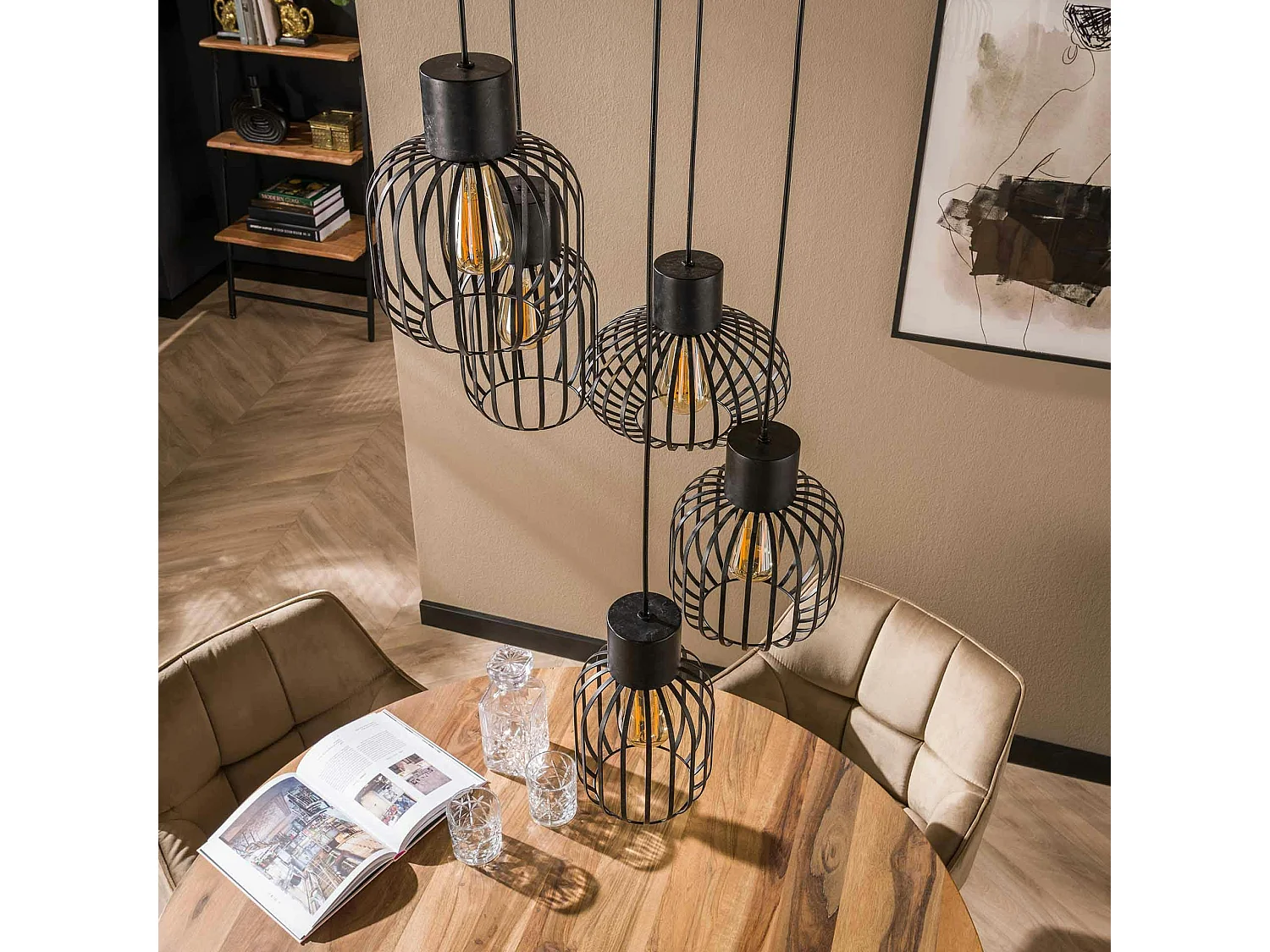 Suspension métal 5 lanternes NOVA