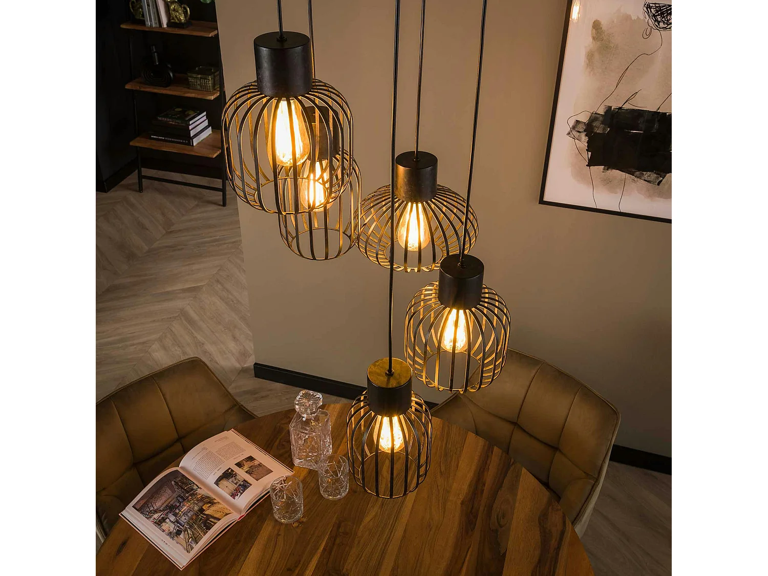 Suspension métal 5 lanternes NOVA