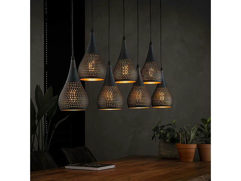 Suspension moderne goutte 7 lampes ajourées RALF