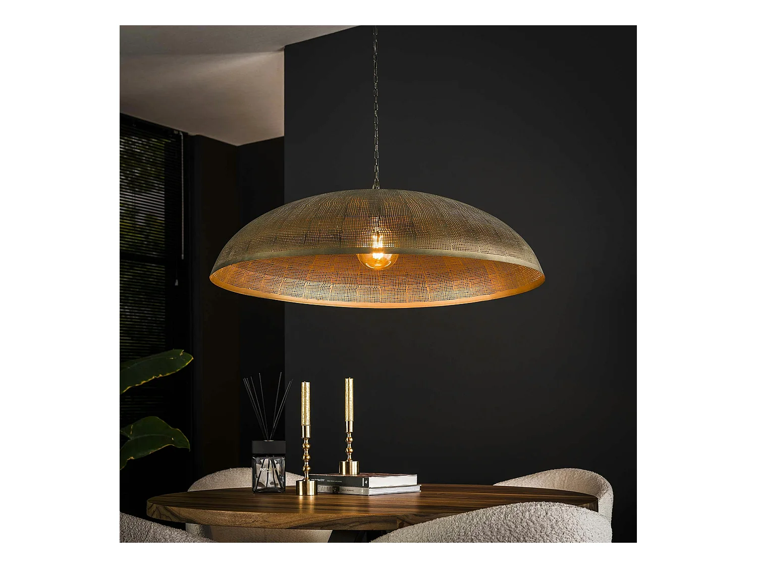 Grande suspension cuivrée et ajourée Ø90 cm RALF