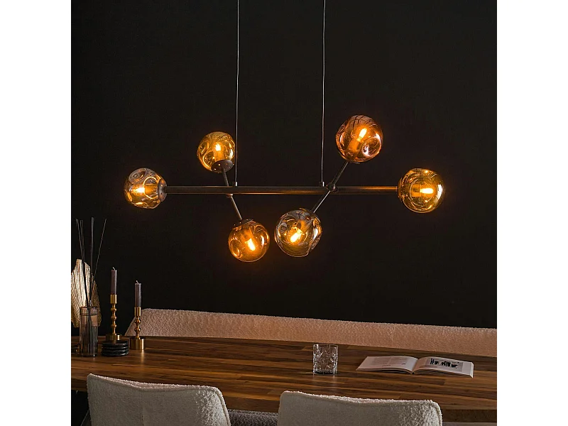 Suspension en verre 6 globes déformés RALF