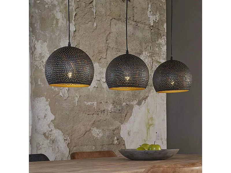 Suspension ajourée 3 demi-globes métal 110x25x150cm RALF