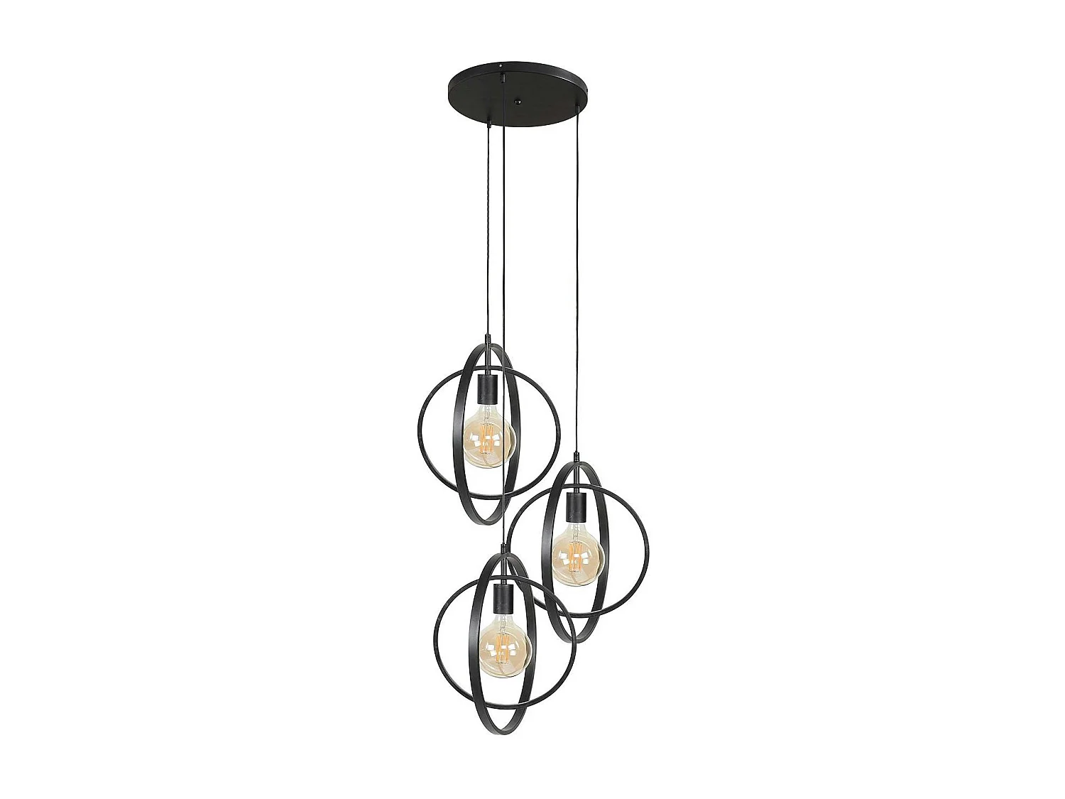 Suspension industrielle étagée 3 lampes anneaux croisés TRIBECA