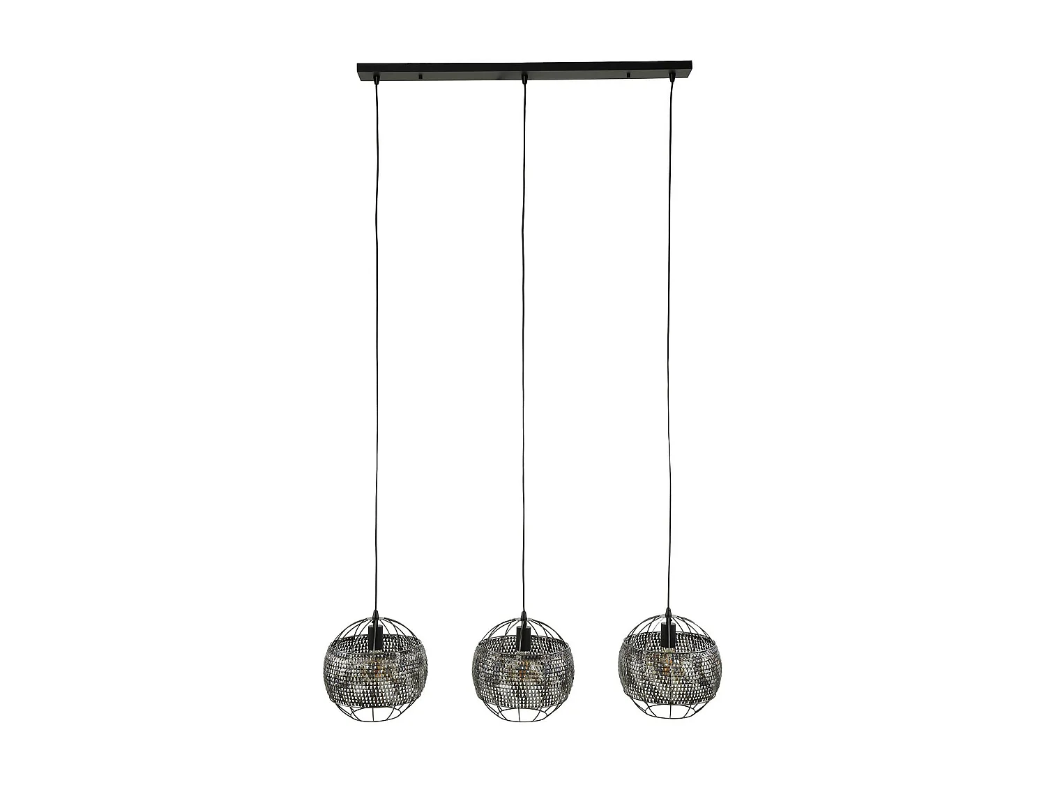 Suspension en métal 3 abat-jour globes effet maille TRIBECA