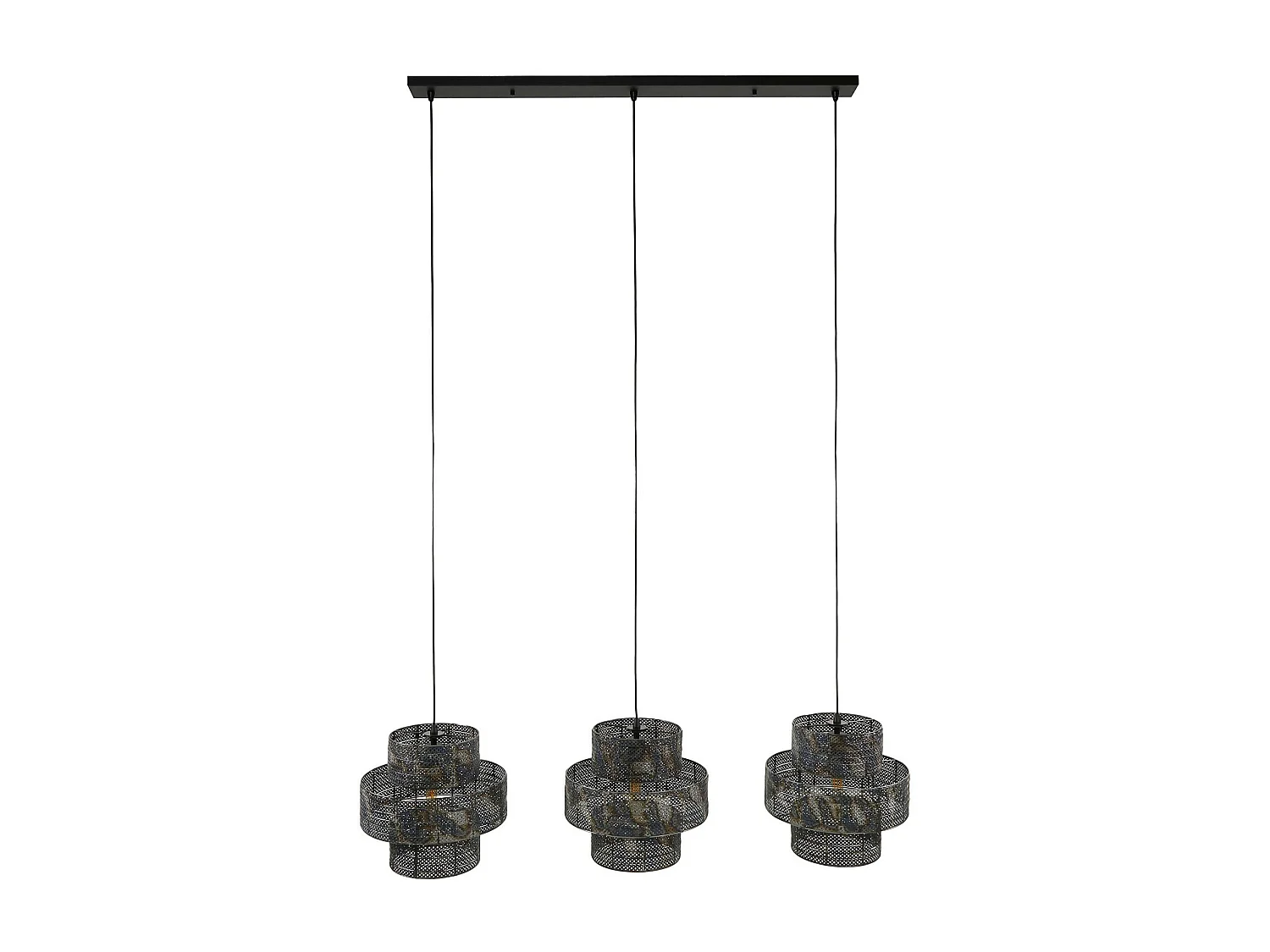 Suspension de salle à manger avec 3 abat-jour frise métallique TRIBECA