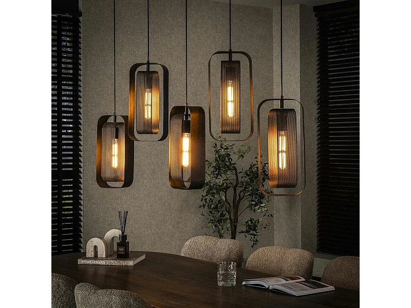 Suspension industrielle à double cadre 5 lampes RALF