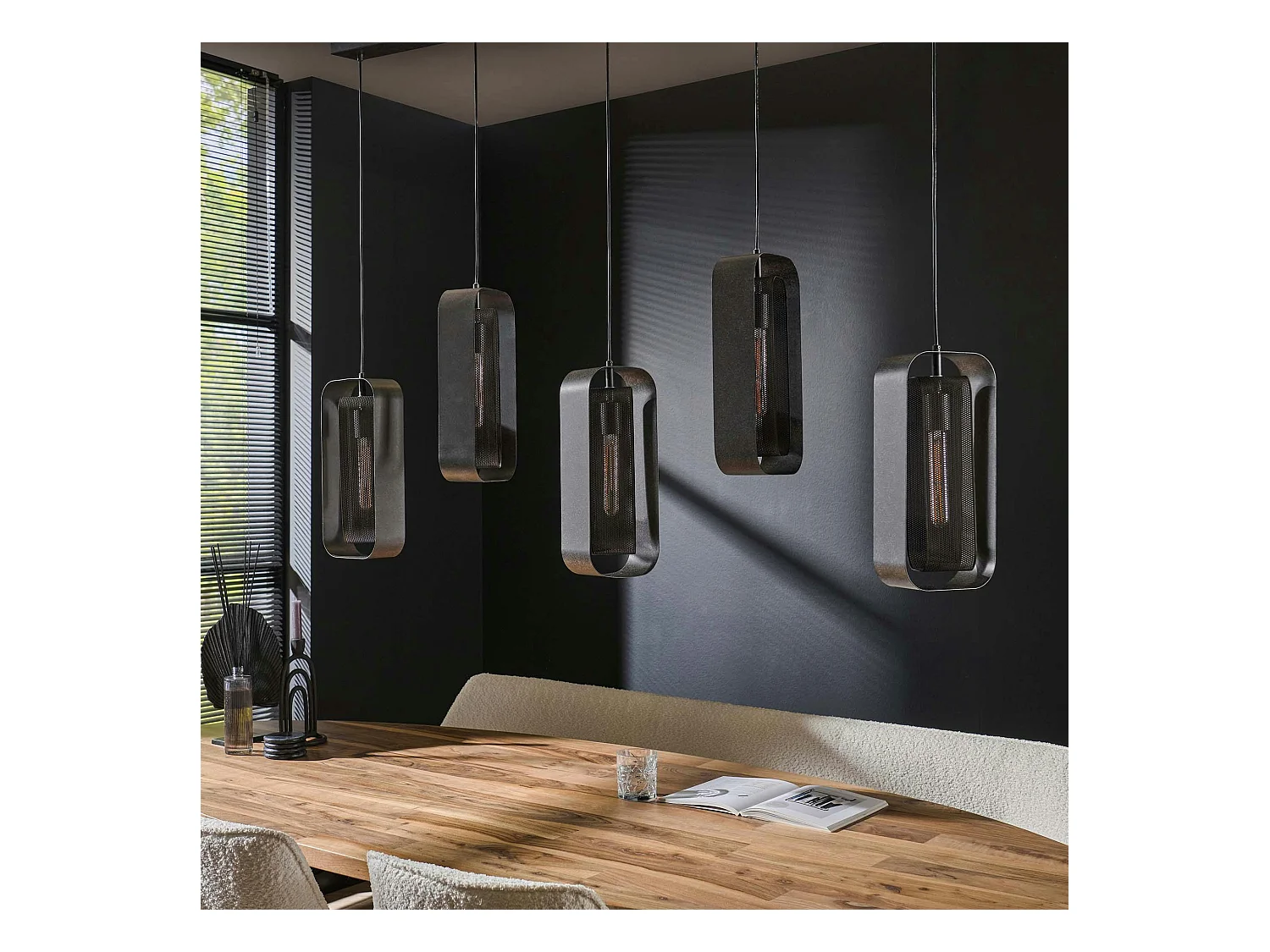 Suspension industrielle à double cadre 5 lampes RALF