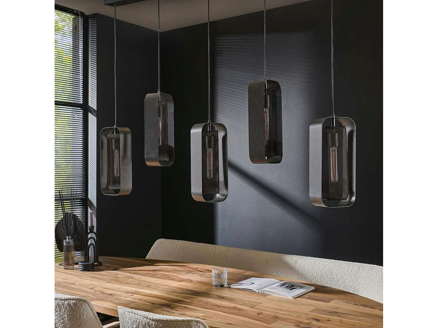 Suspension industrielle à double cadre 5 lampes RALF