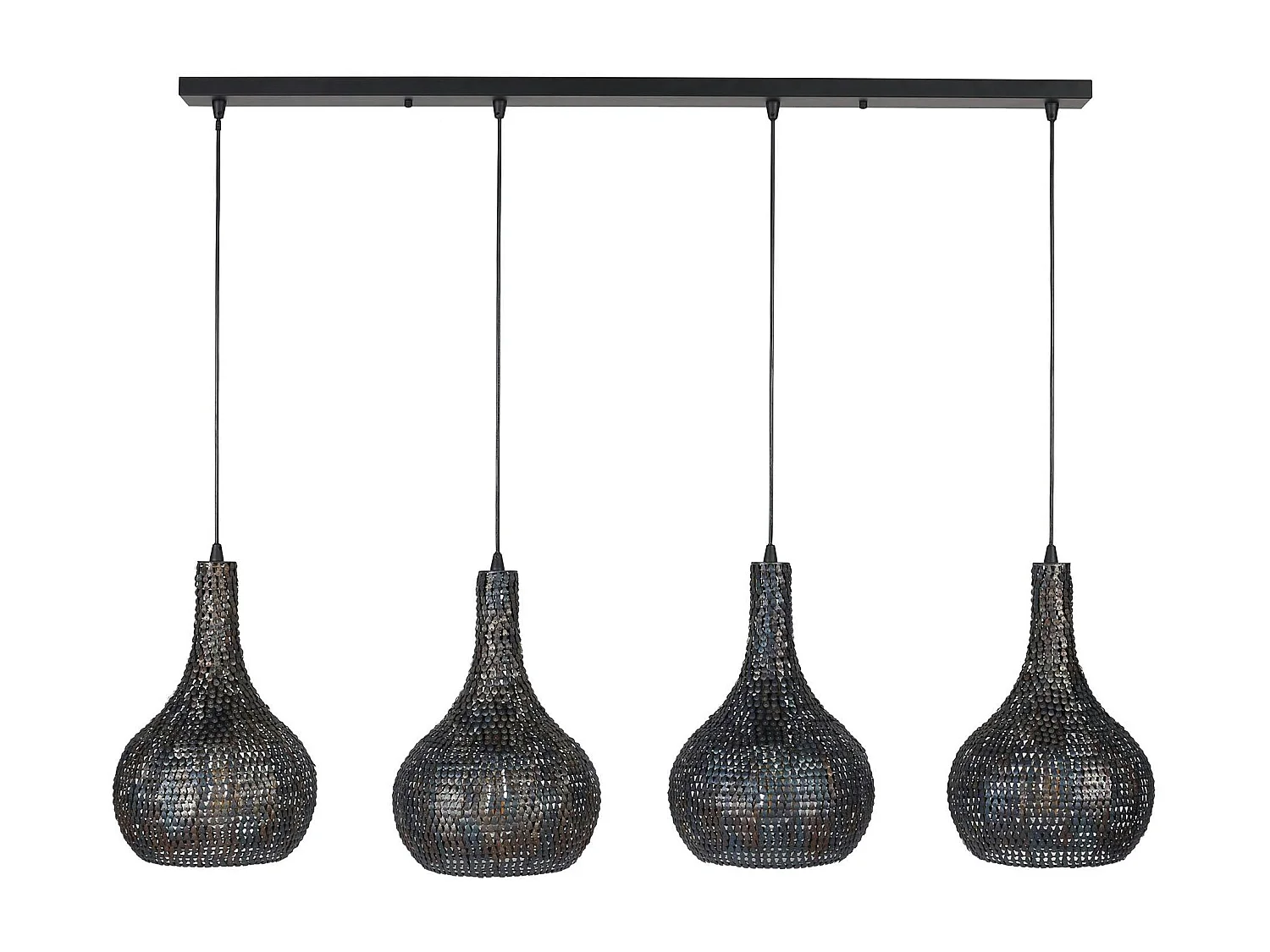 Suspension contemporaine 4 lampes gouttes effet maille TRIBECA