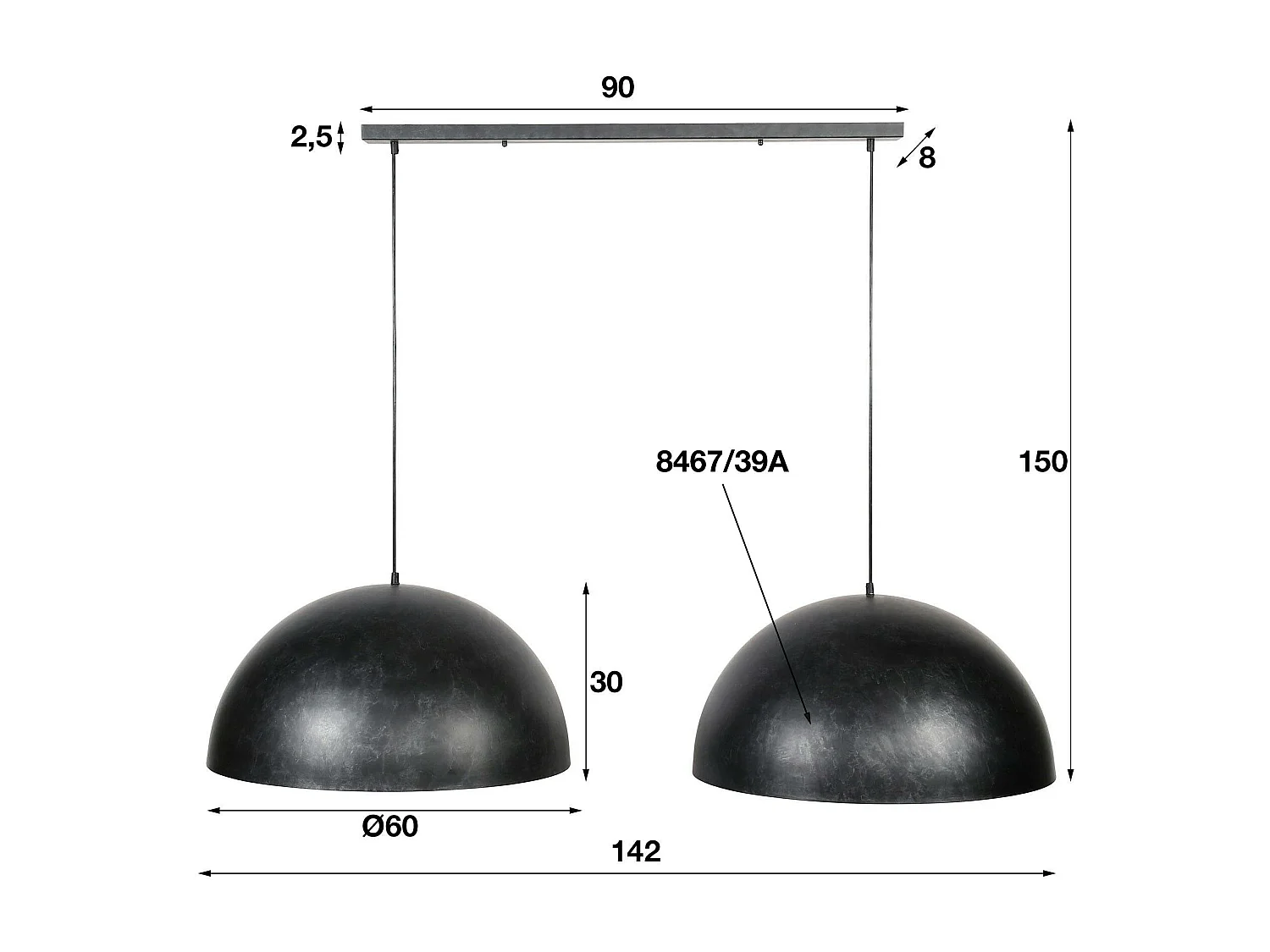 Suspension contemporaine 2 dômes NIAGARA