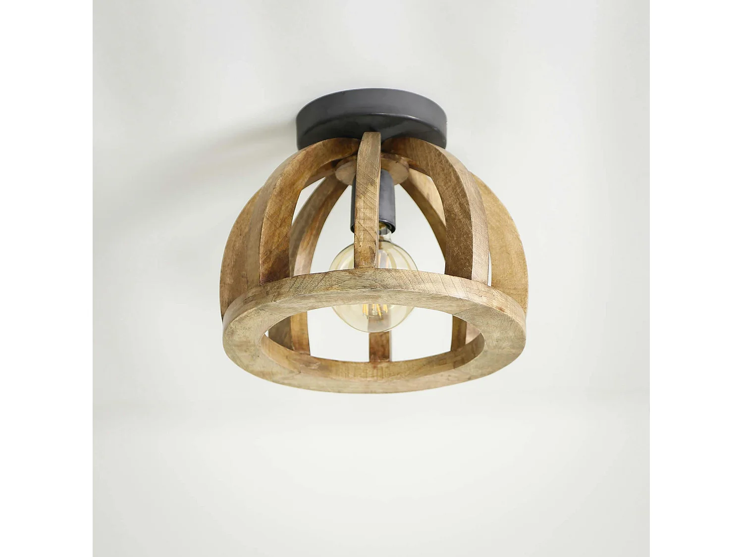 Plafonnier en bois de manguier ajouré LUCKNOW