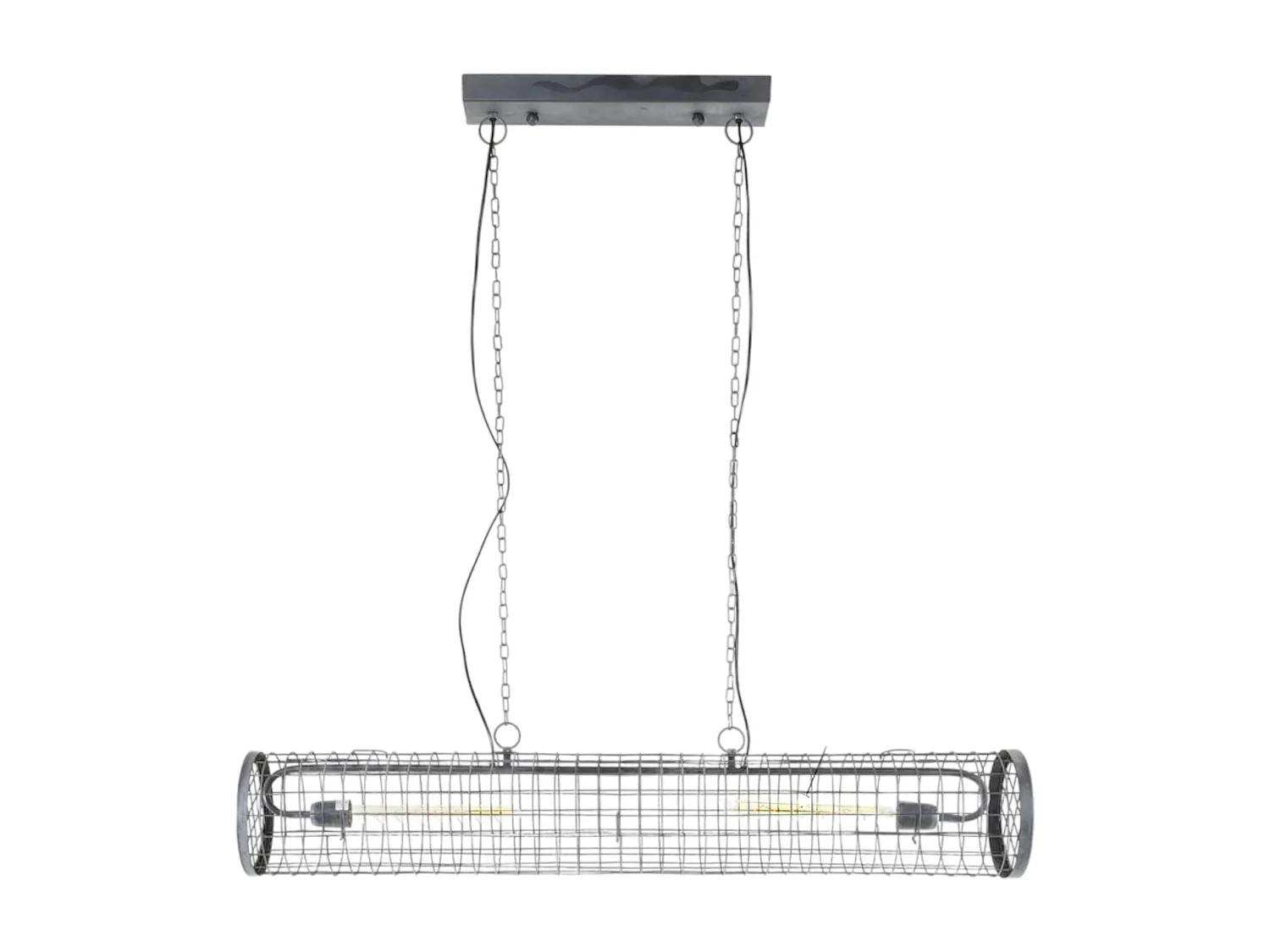 Suspension industrielle cylindre grillagé 2 lampes RALF