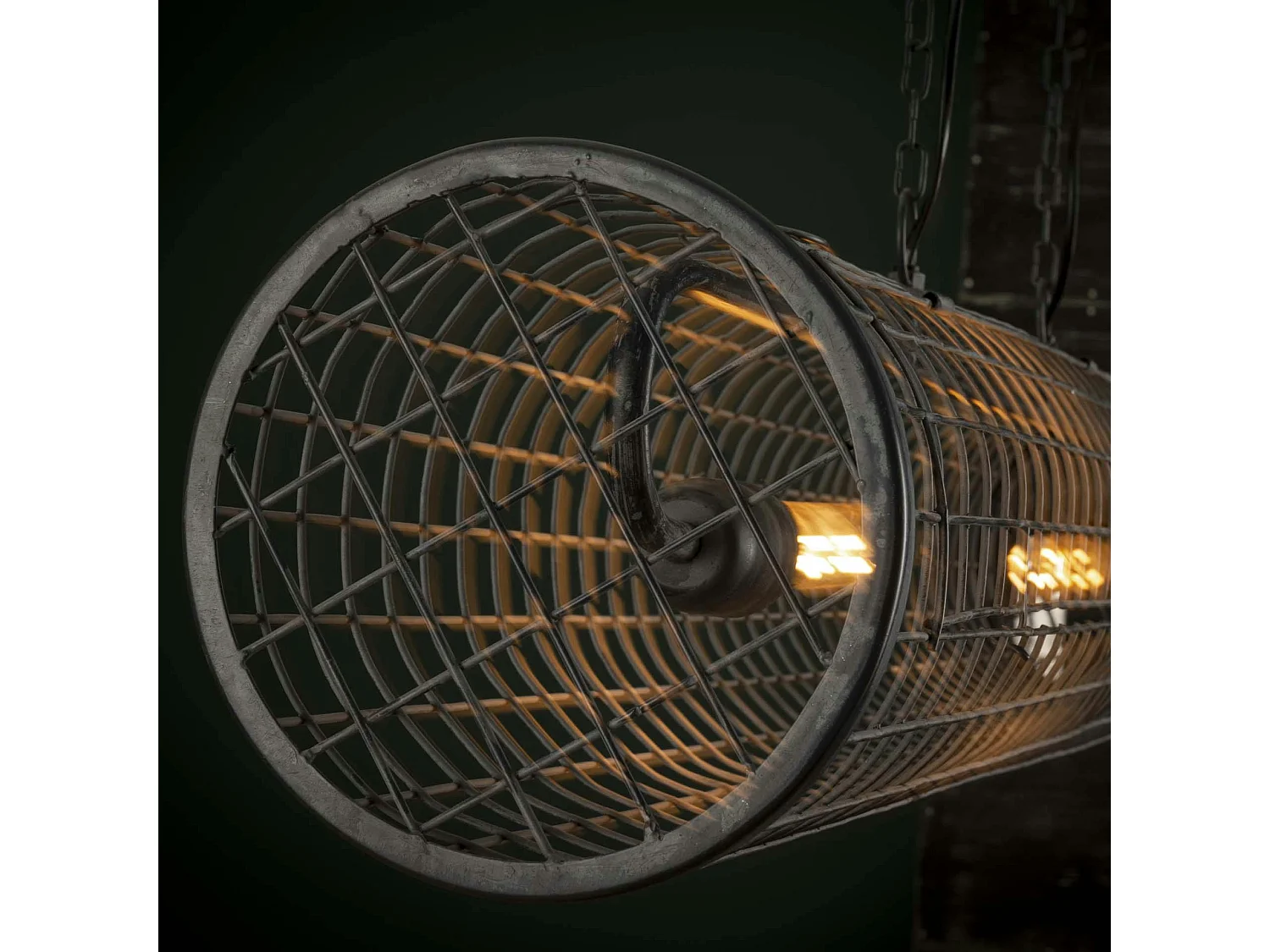 Suspension industrielle cylindre grillagé 2 lampes RALF