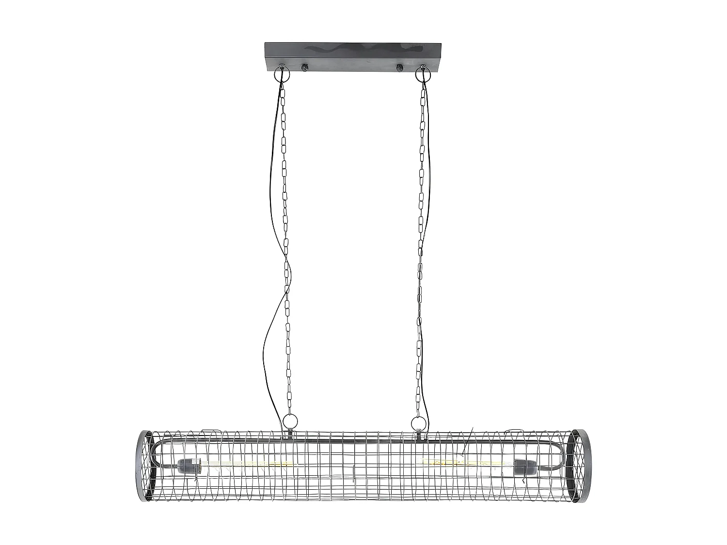 Suspension industrielle cylindre grillagé 2 lampes RALF