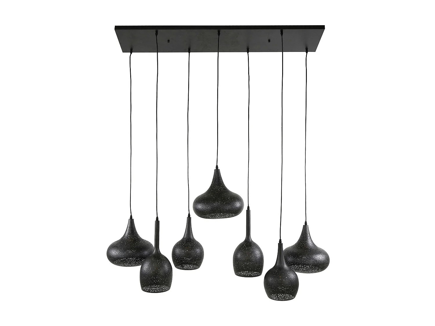 Suspension de table 7 abat-jour métalliques ajourés RALF