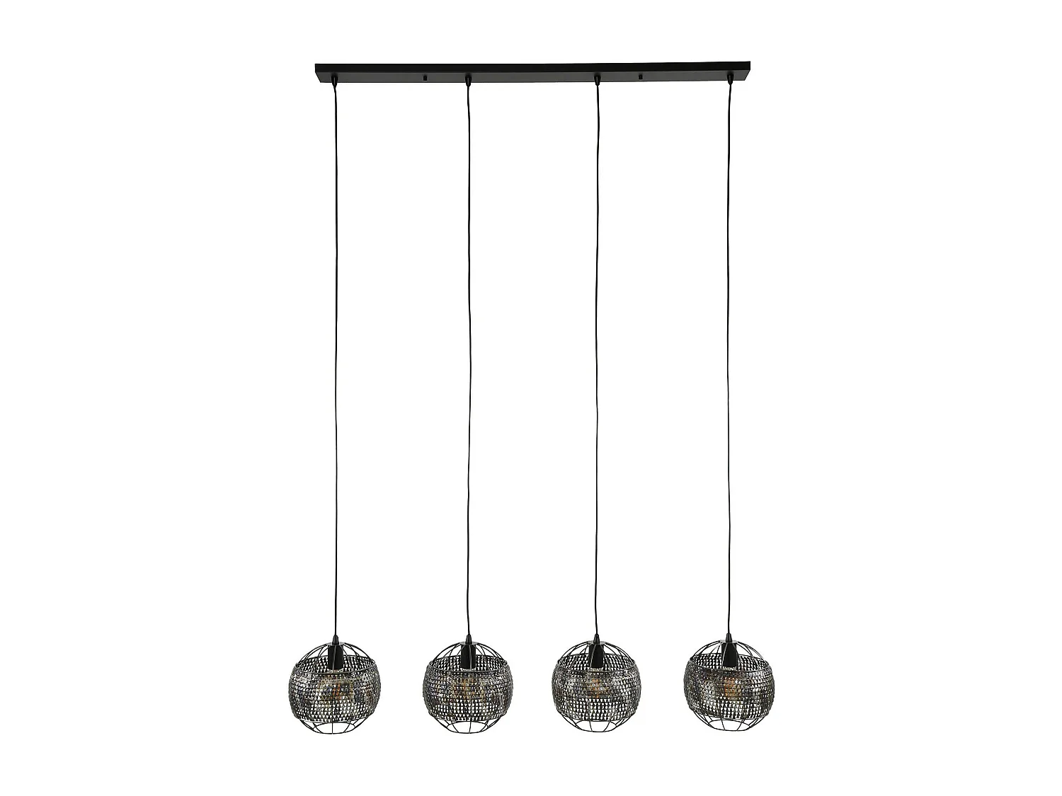 Suspension de salle à manger 4 abat-jour globes effet maille TRIBECA