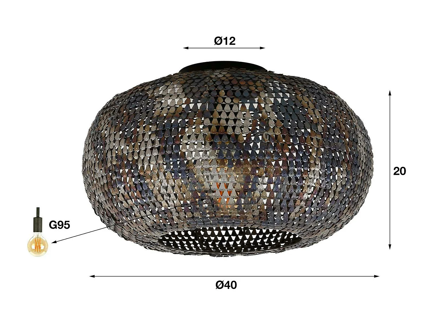 Plafonnier en métal effet maille ø 40 cm TRIBECA