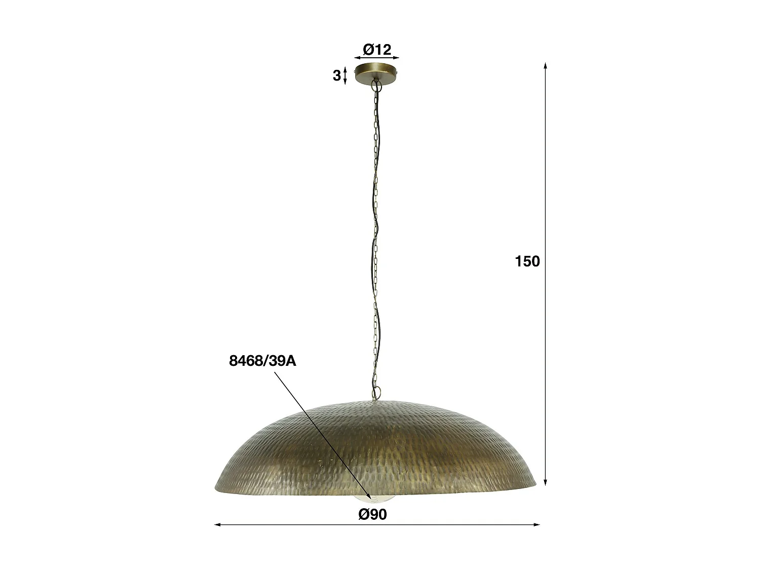 Grande suspension de table à manger en métal TRIBECA