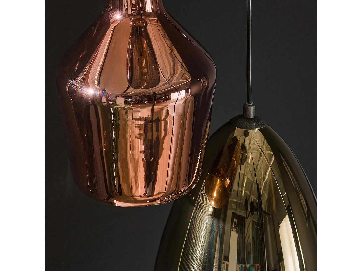 Suspension en verre coloré 5 lampes NOVA