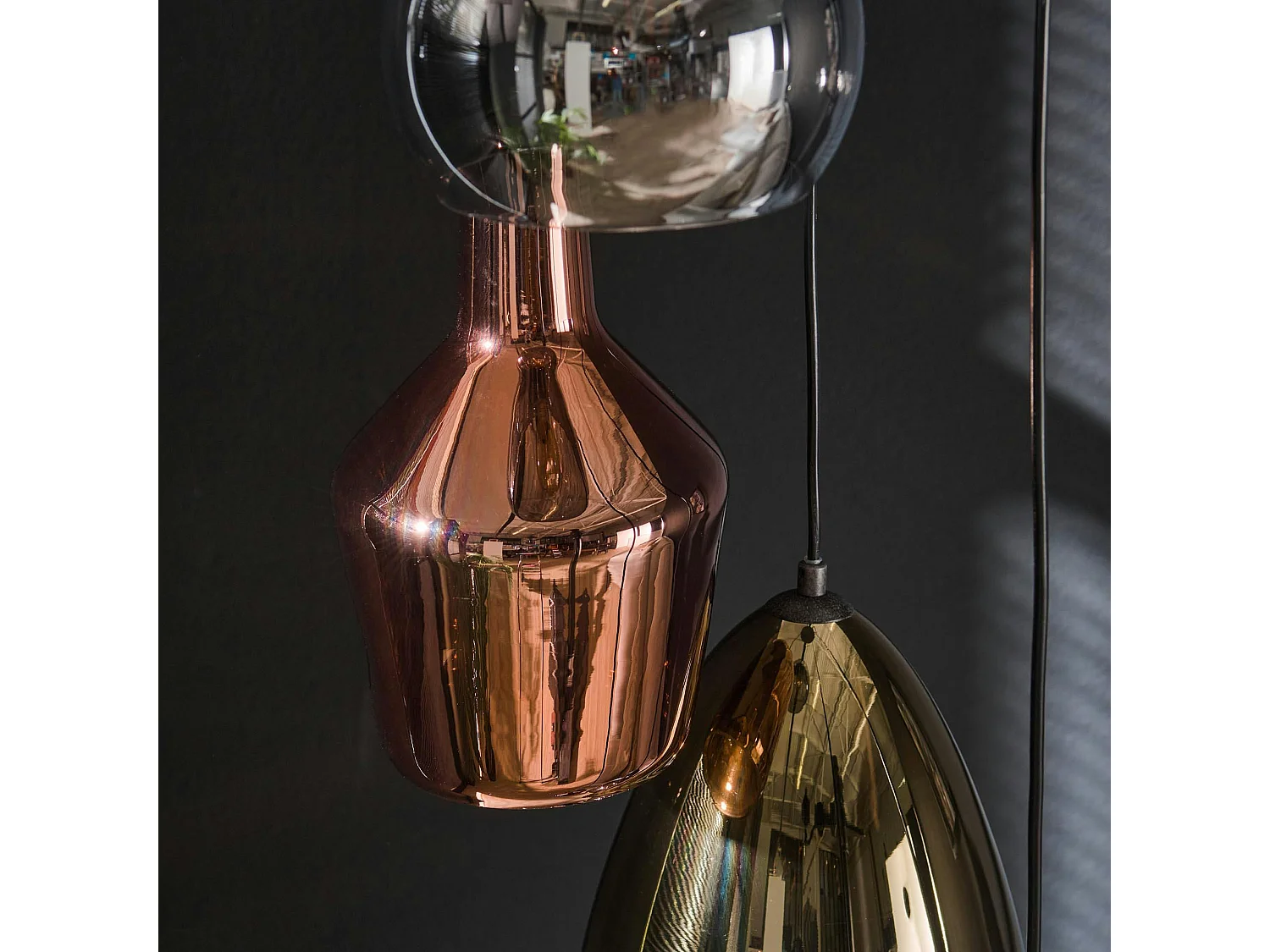 Suspension en verre coloré 5 lampes NOVA