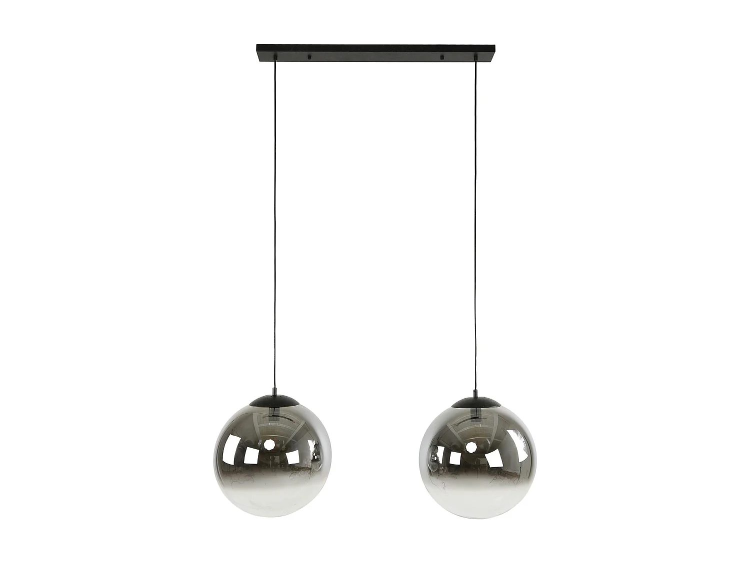 Suspension en verre fumé 2 abat-jour noirs RALF