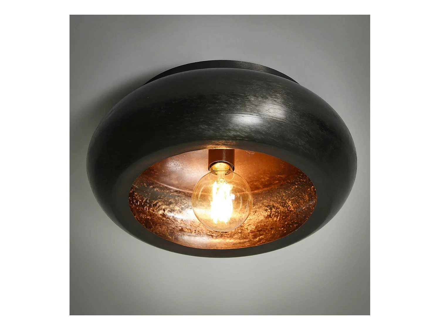 Plafonnier noir en métal D 42 cm RALF