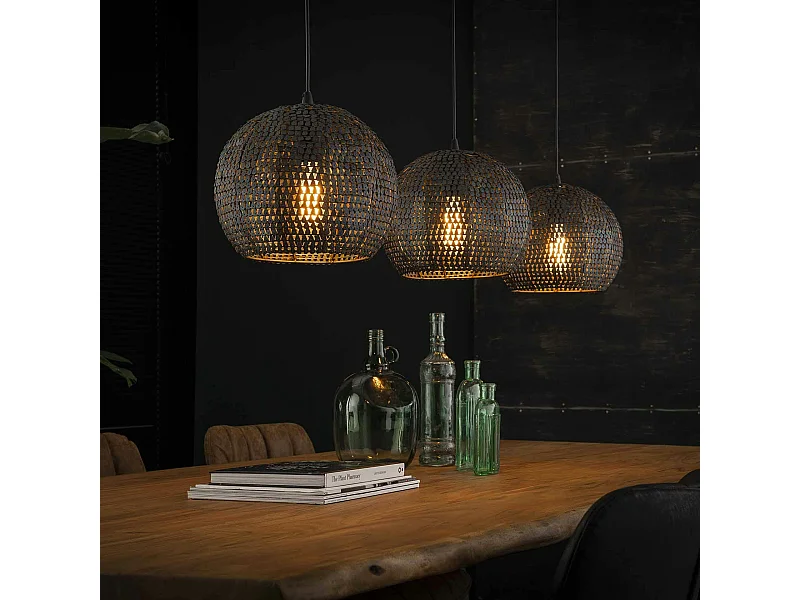 Suspension boule 3 lampes effet mosaïque JAVA