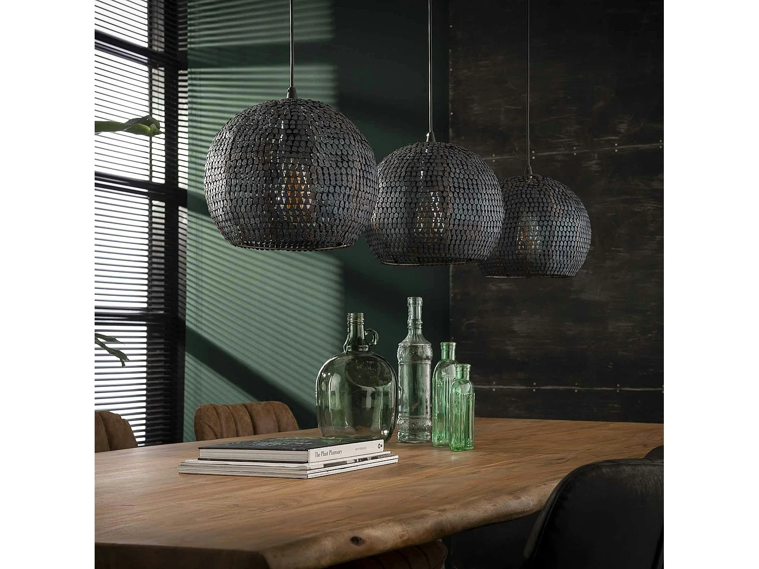 Suspension boule 3 lampes effet mosaïque JAVA