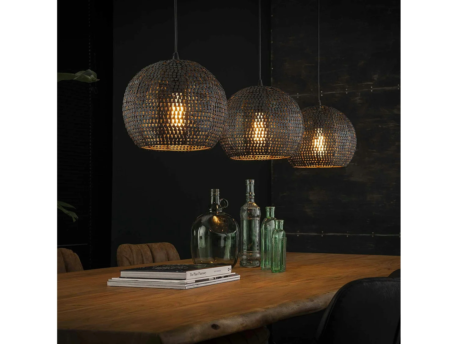 Suspension boule 3 lampes effet mosaïque JAVA