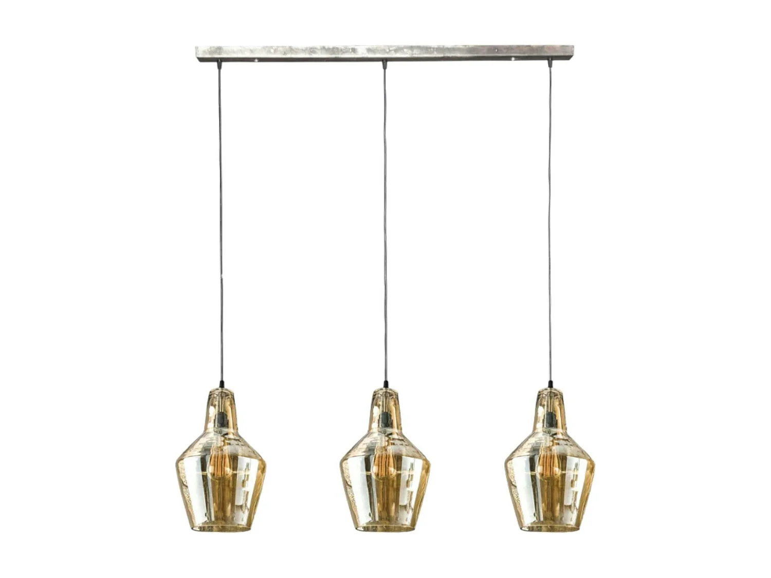 Suspension vintage en verre ambré 3 lampes LUCKNOW