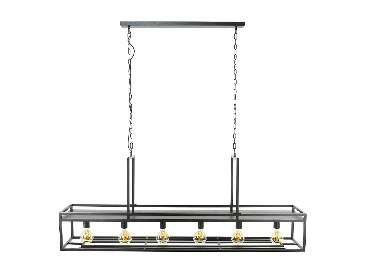 Suspension îlot cuisine 6 lampes avec support verres à pied, finition charbon RALF