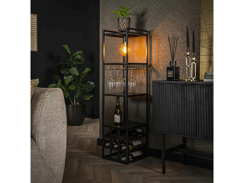 Meuble bar éclairé avec emplacement bouteilles et verres RALF