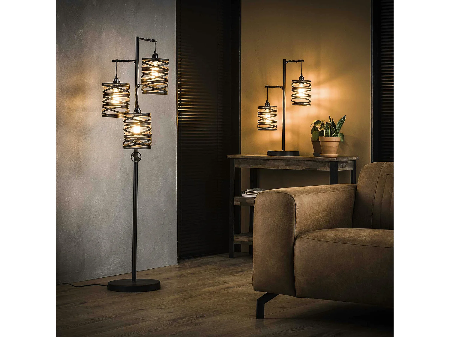 Lampadaire ruban 3 abat-jours RALF