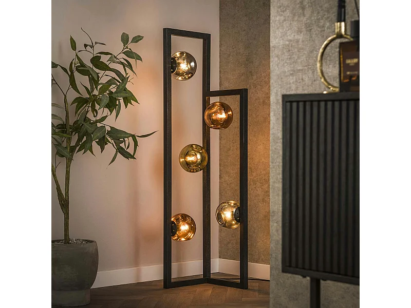 Lampadaire d'angle 5 abat-jour en verre déformé NIAGARA