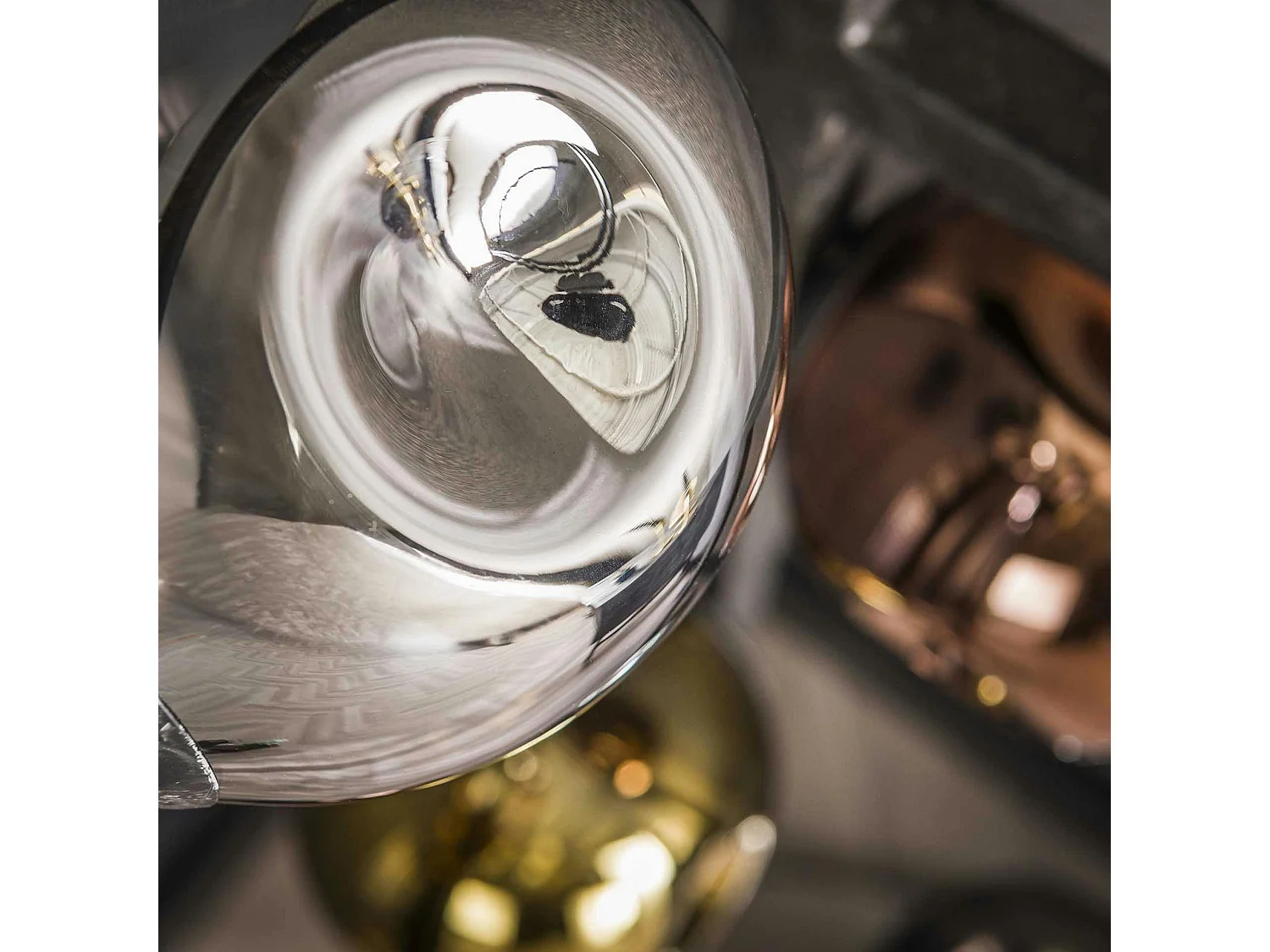 Lampadaire d'angle 5 abat-jour en verre déformé NIAGARA