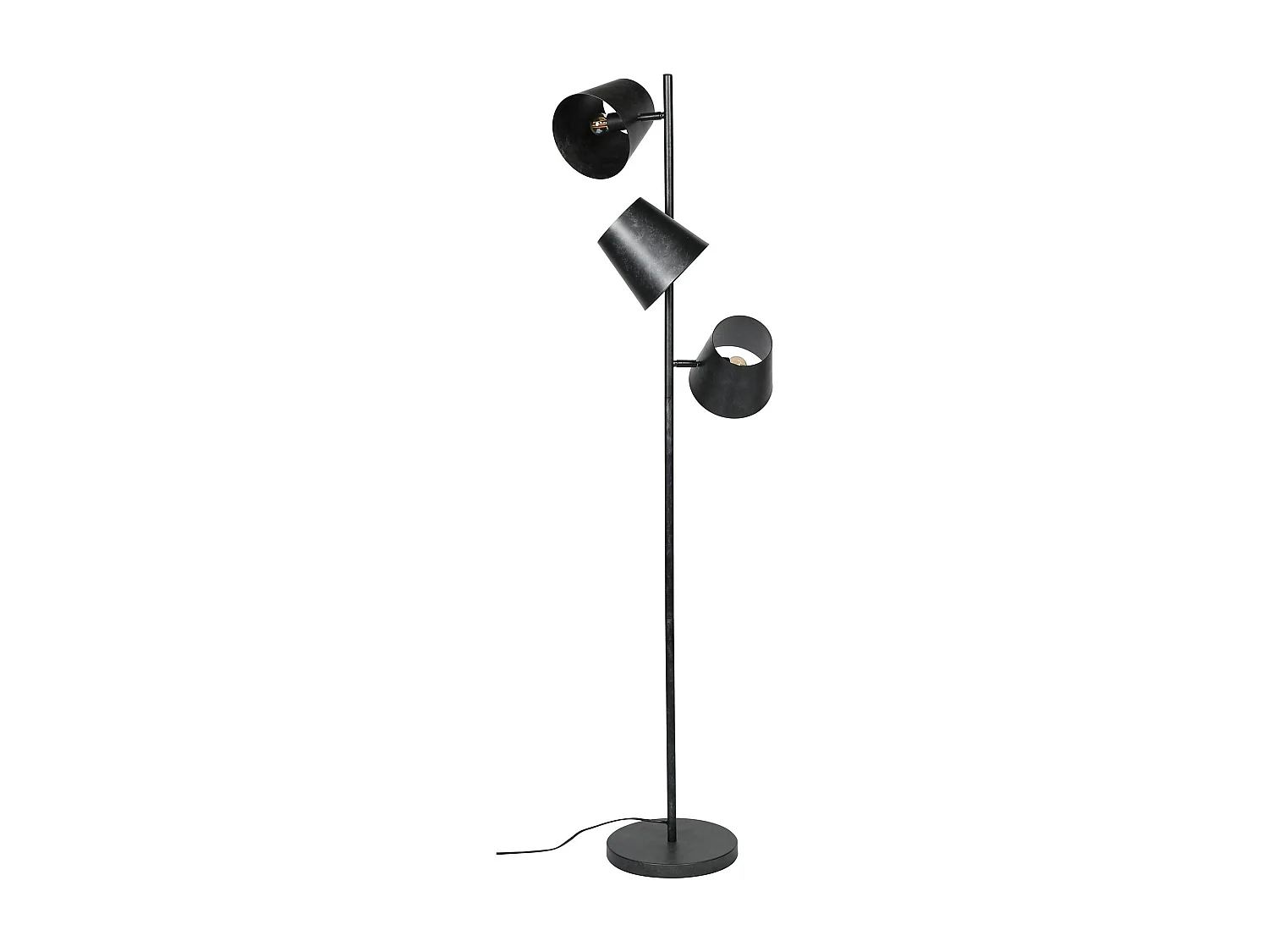 Lampadaire industriel 3 abat-jour métal finition charbon NIAGARA