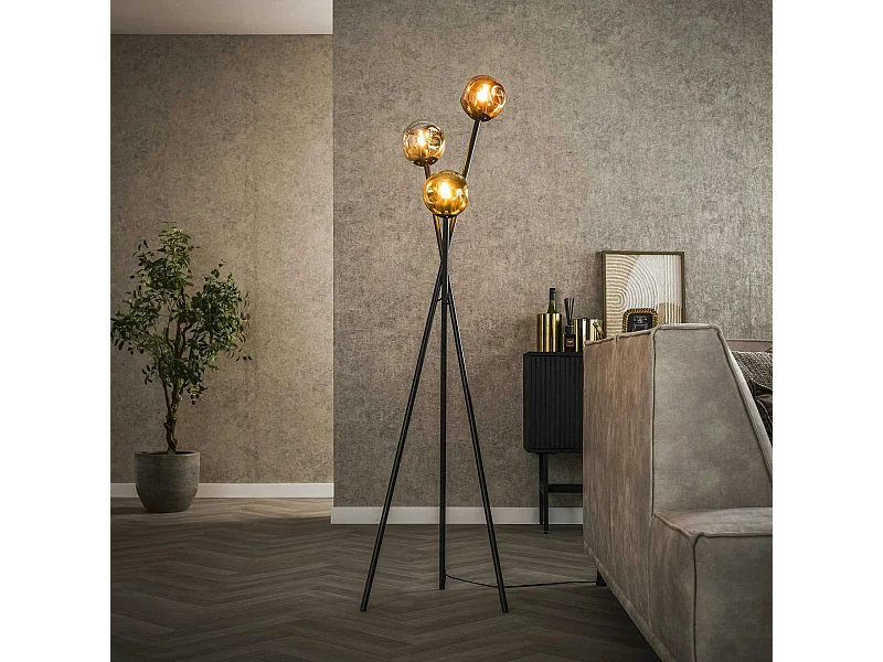 Lampadaire salon 3 abat-jour déformés multicolores NIAGARA