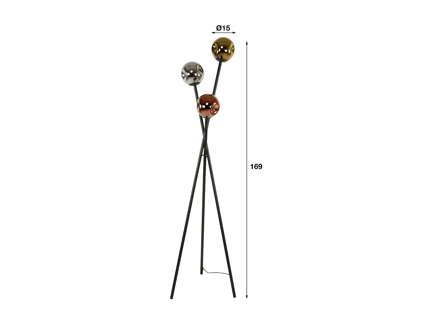 Lampadaire salon 3 abat-jour déformés multicolores NIAGARA