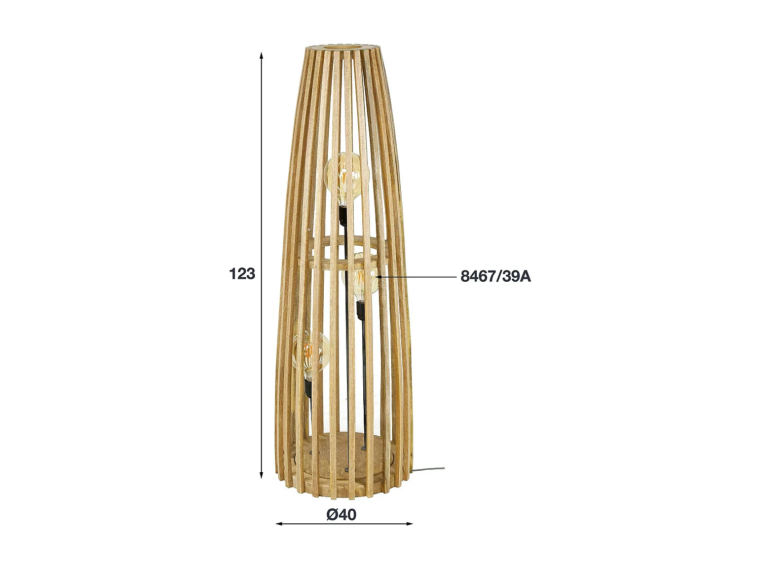 Lampadaire en bois ajouré 3 lampes LUCKNOW