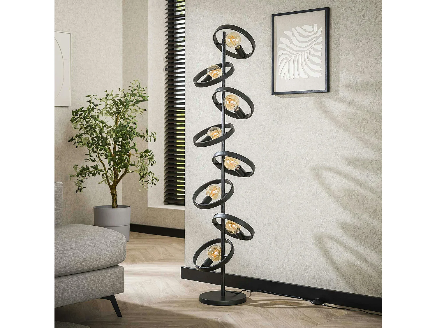 Lampadaire salon 8 anneaux RALF