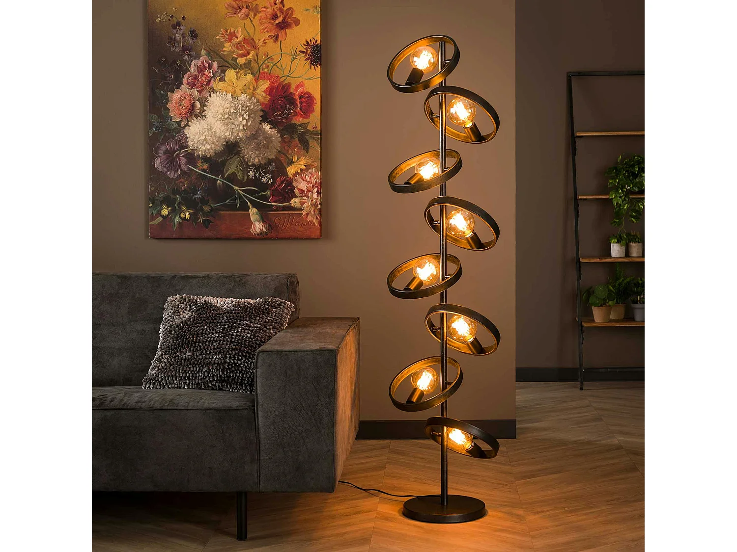 Lampadaire salon 8 anneaux RALF