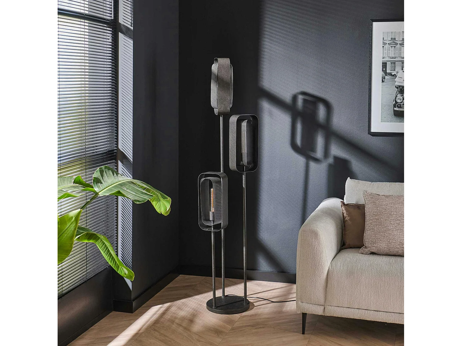 Lampadaire industriel à double cadre 3 lampes RALF