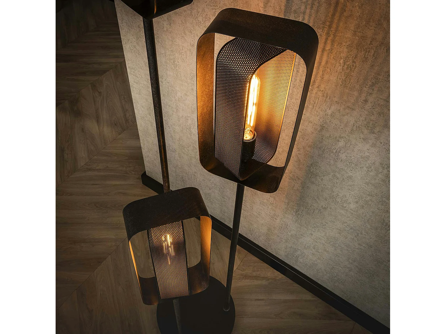 Lampadaire industriel à double cadre 3 lampes RALF