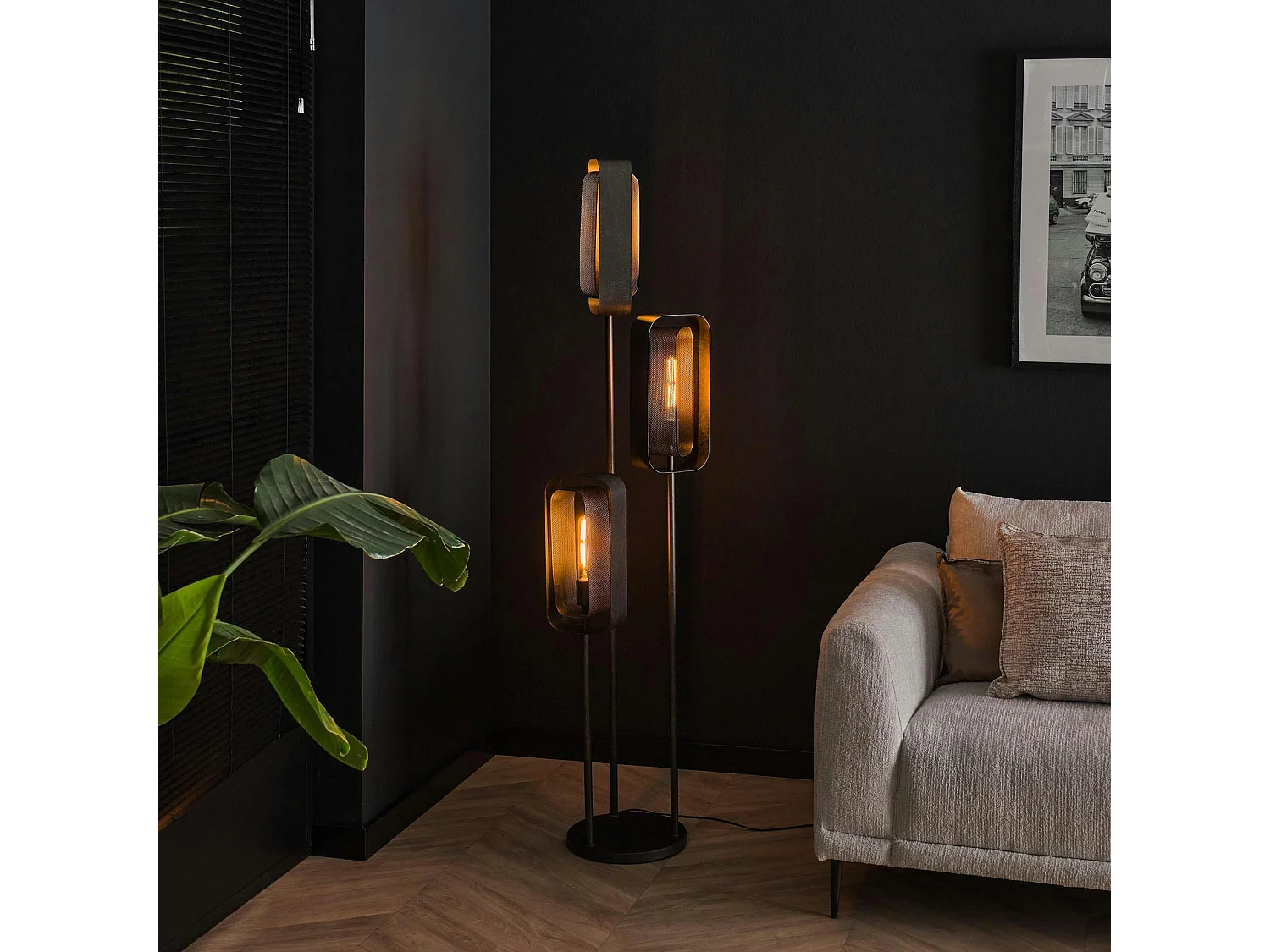 Lampadaire industriel à double cadre 3 lampes RALF