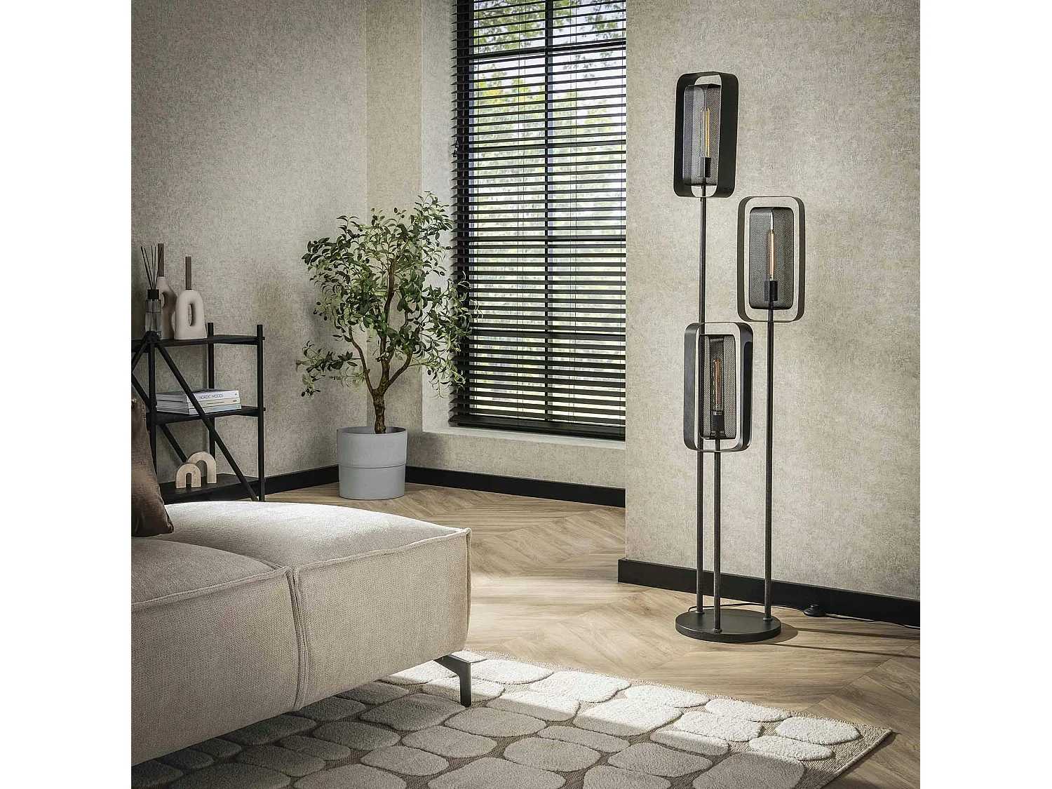 Lampadaire industriel à double cadre 3 lampes RALF