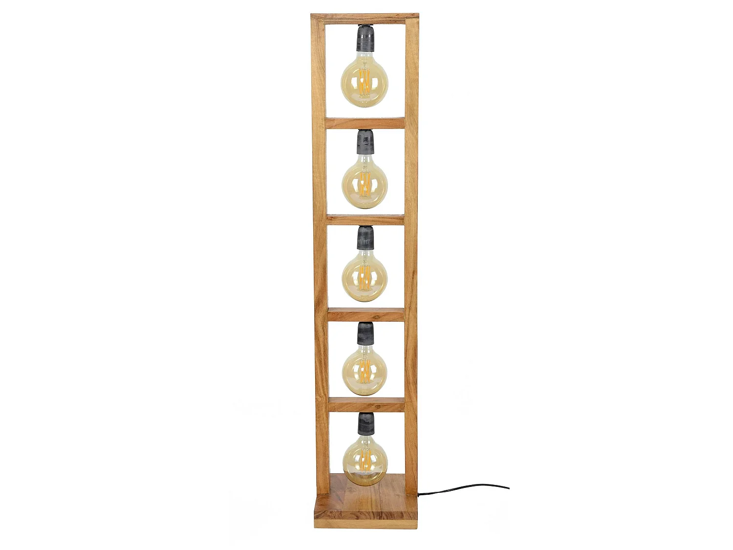 Lampadaire contemporain échelle bois 5 lampes LUCKNOW