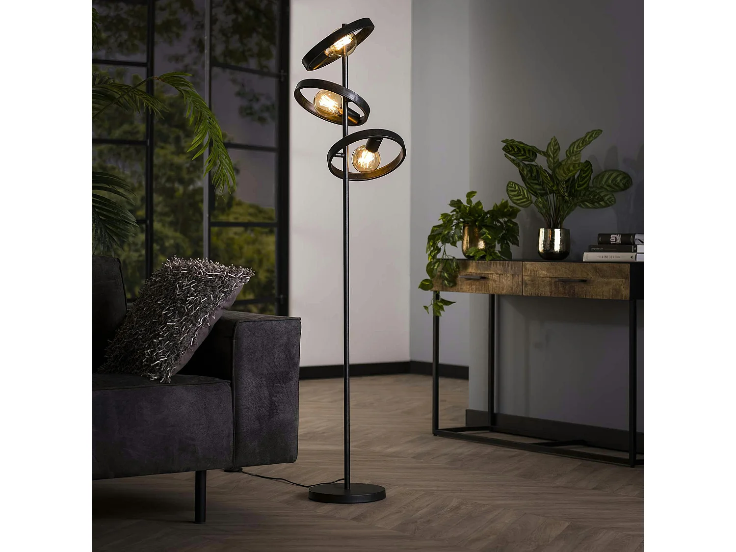 Lampadaire design 3 anneaux RALF